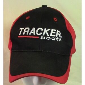 Tracker Boats Hat Cap Adjustable Red Black Embroidered Logo Fishing